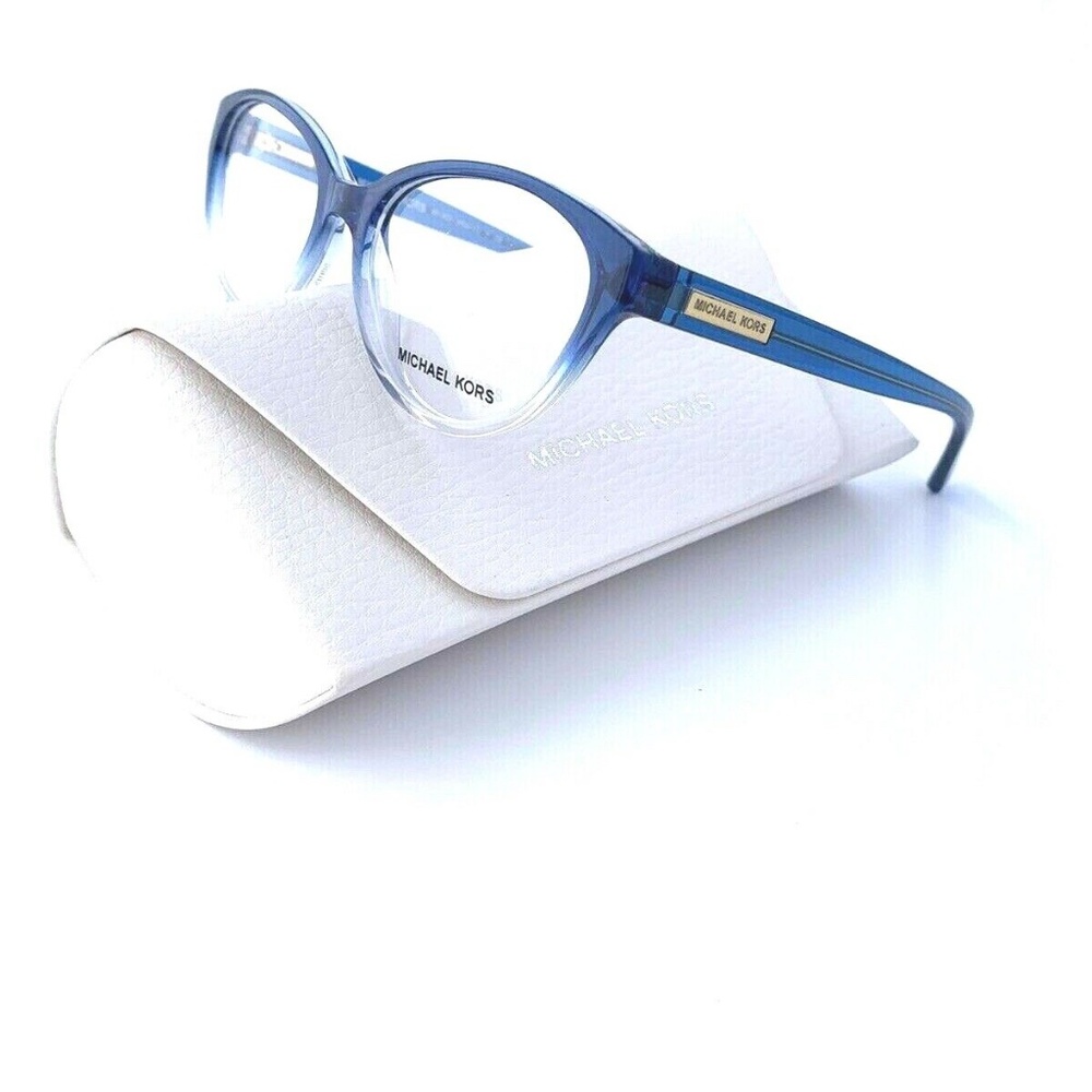 New Michael Kors Frames Blue Clear Acetate Eyeglasses Cat Eye MK8021 3122 50 mm